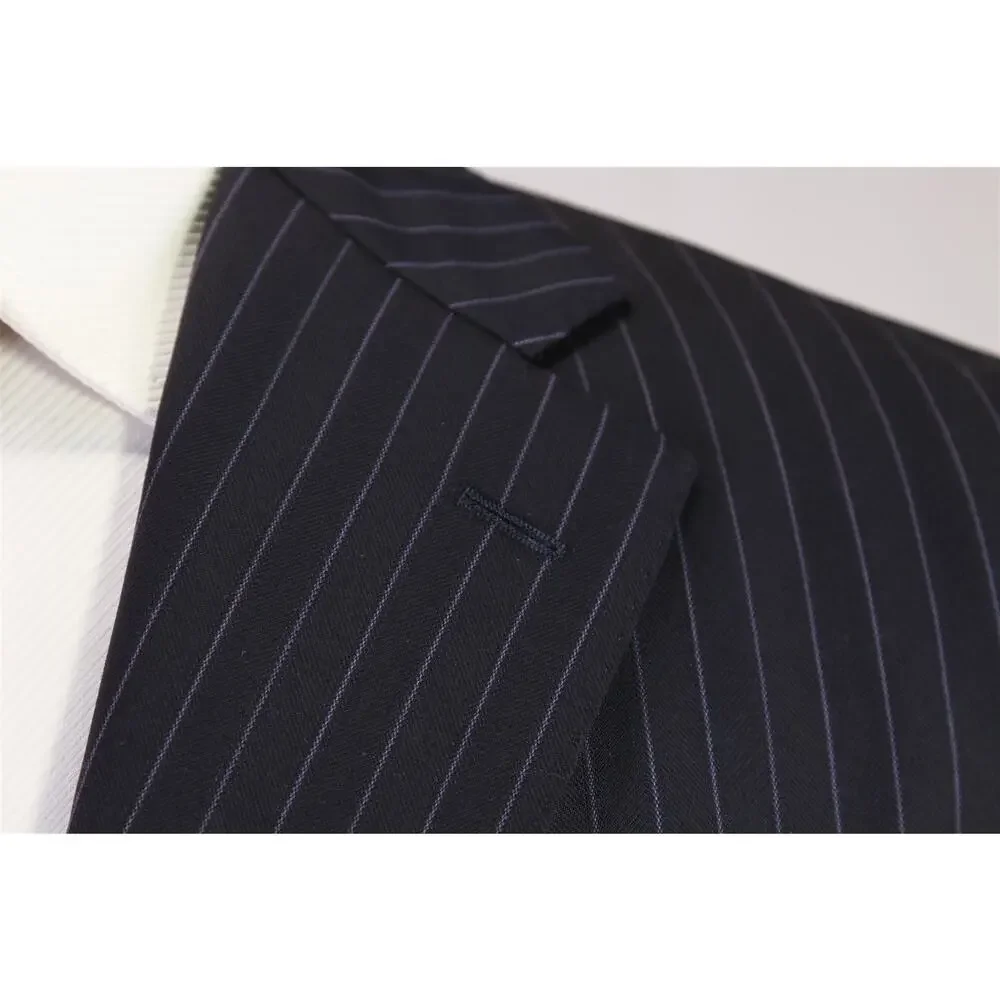 Paul Stuart Navy Blue w/ Purple Pinstripe 2-Btn Modern Fit Wool Suit 38S
